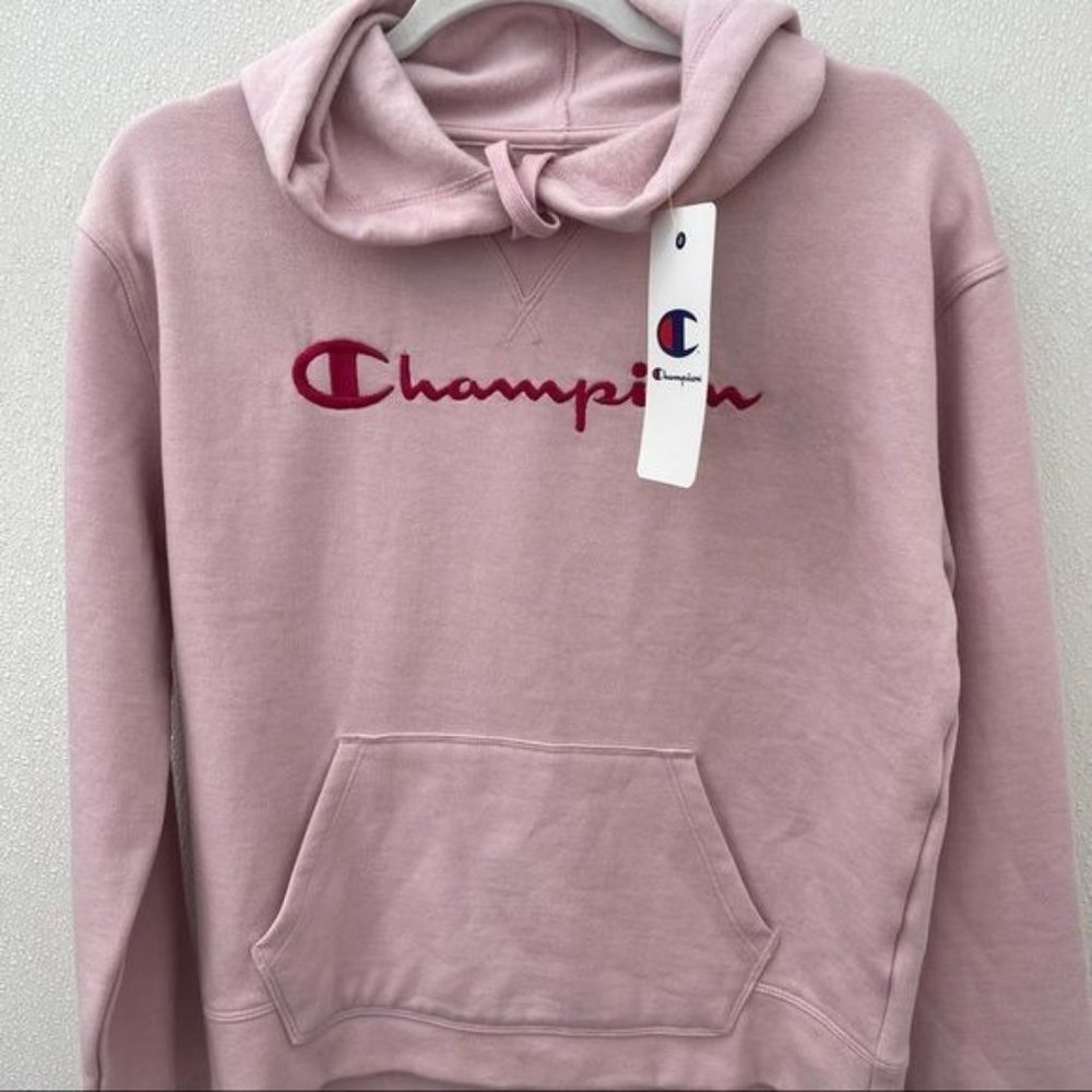 *50% OFF! New Champion hoodie embroidered logo pink sweatshirt sweater pullover - Picture 7 of 7